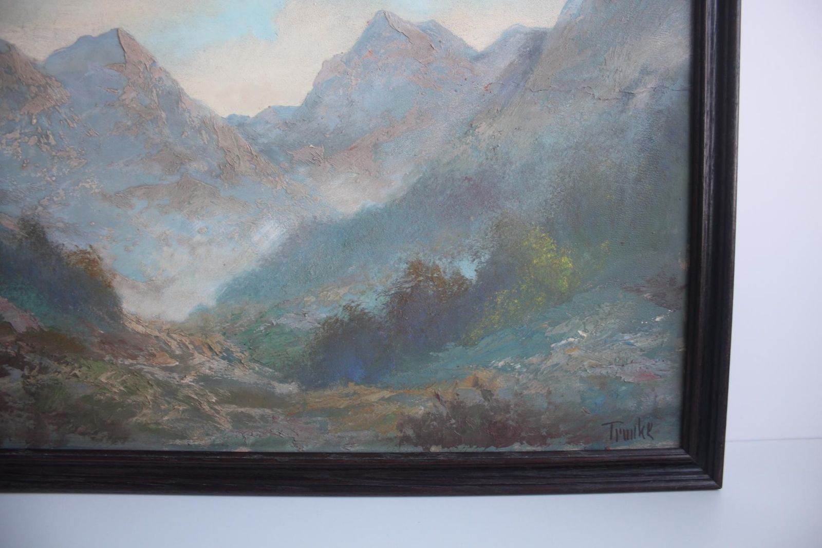 photo furniture Hand Painted Painting, Oil On Fiberboard, Signed, Czechoslovakia, 1960's.