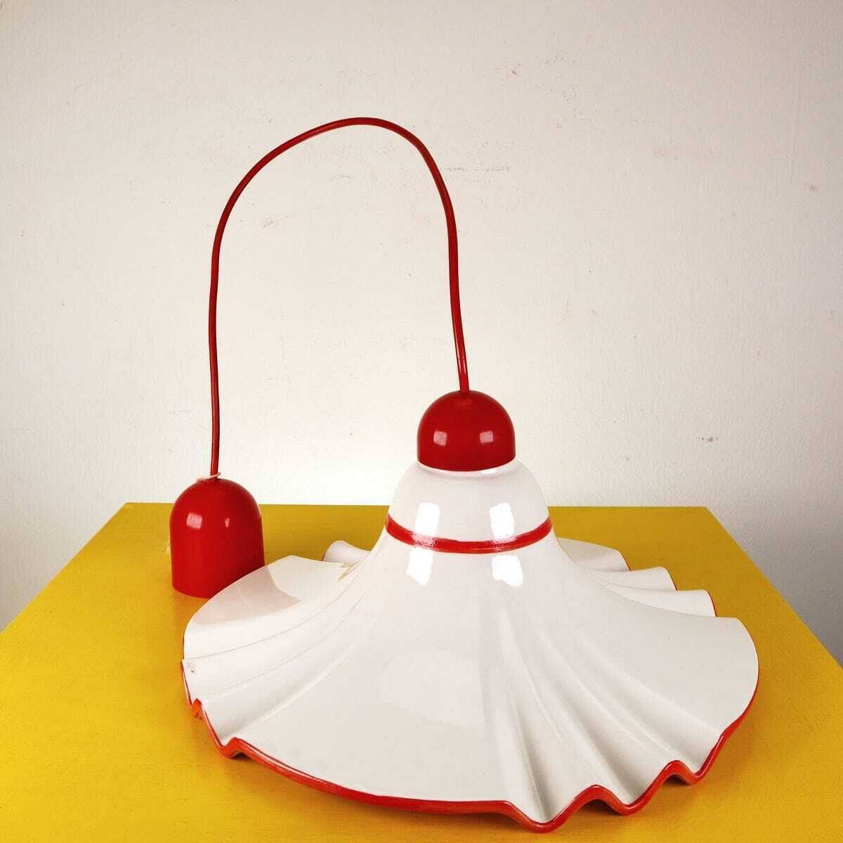 Vintage keramieken kroonluchter met fruitdecoratie