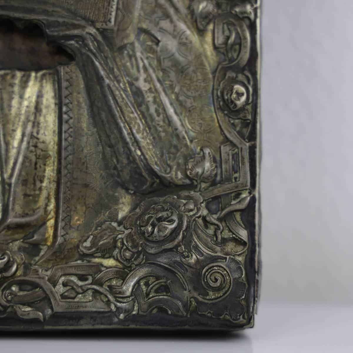 photo furniture Wooden And Silver Icon, St. Nicholas, 1865, Nizhny Novgorod.
