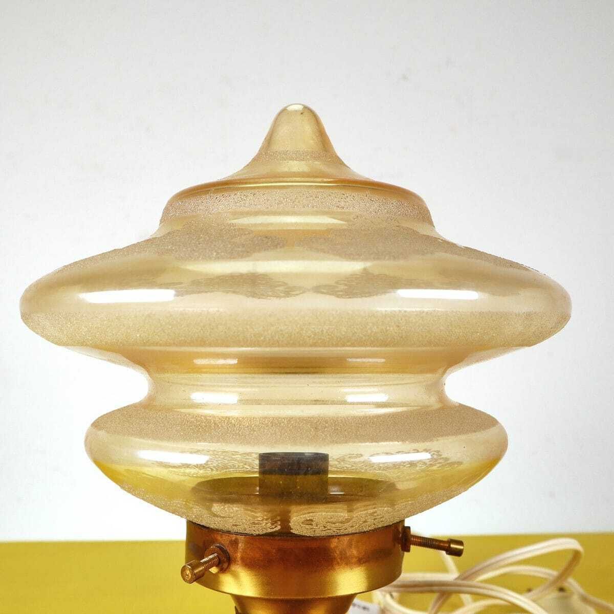 Vintage Table Lamp With Embossed Glass Decoration photo for sale