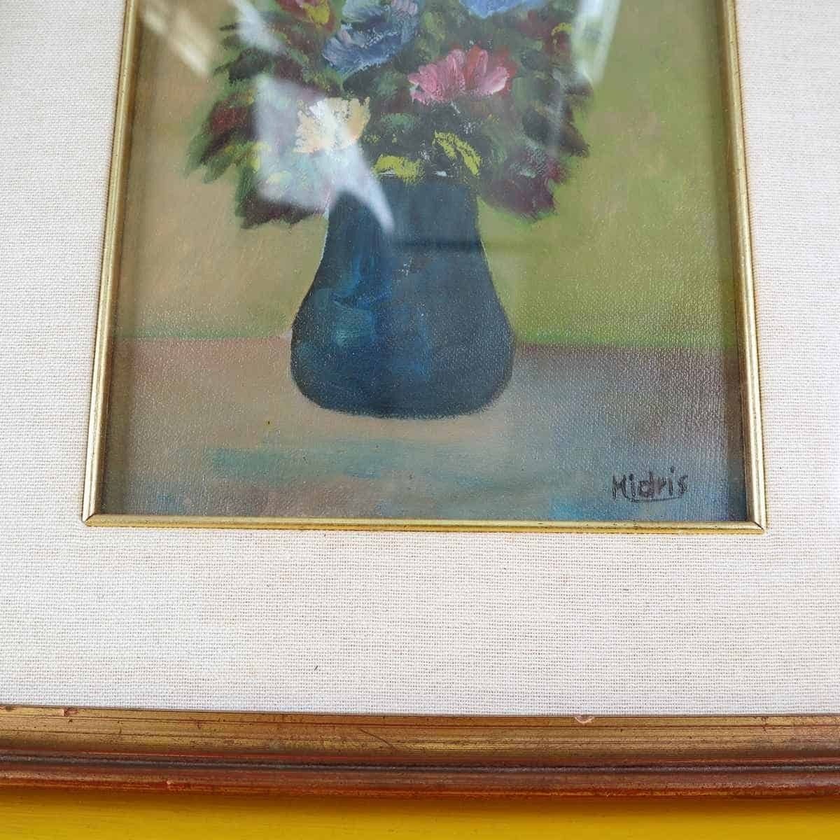Oil Painting On Canvas Vase Of Flowers photo vinterior
