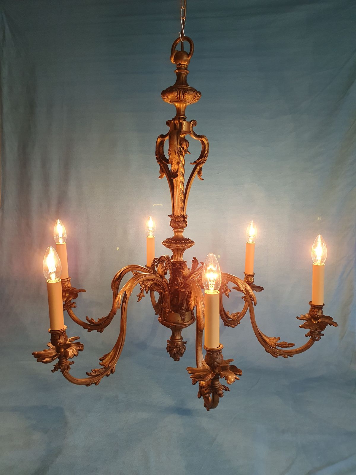 6 Arm Large Brass Chandelier French 30" photo furniture