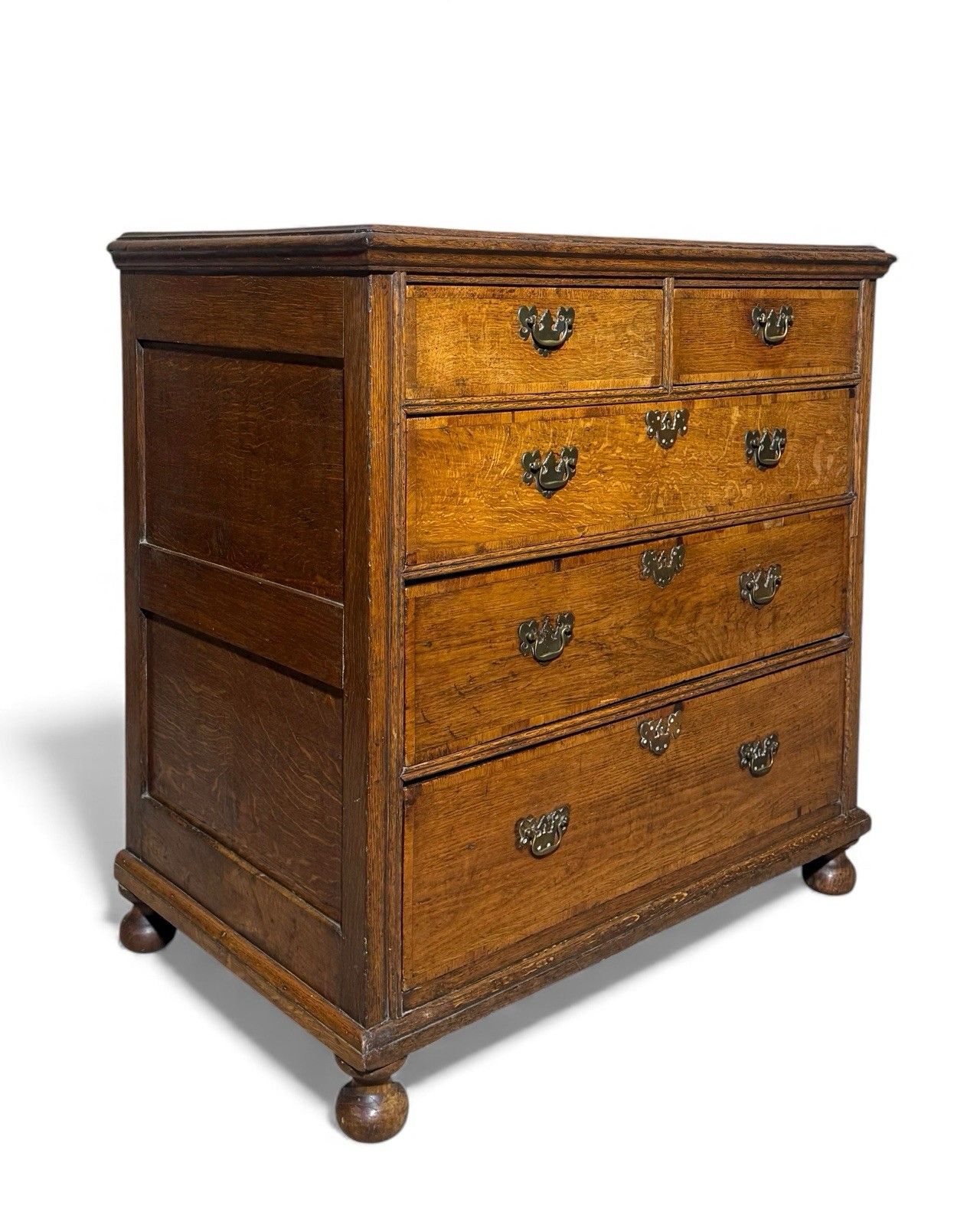 Antique William And Mary Oak Chest Of Drawers Cross Banded Provincial Chest Rare photo Furniture