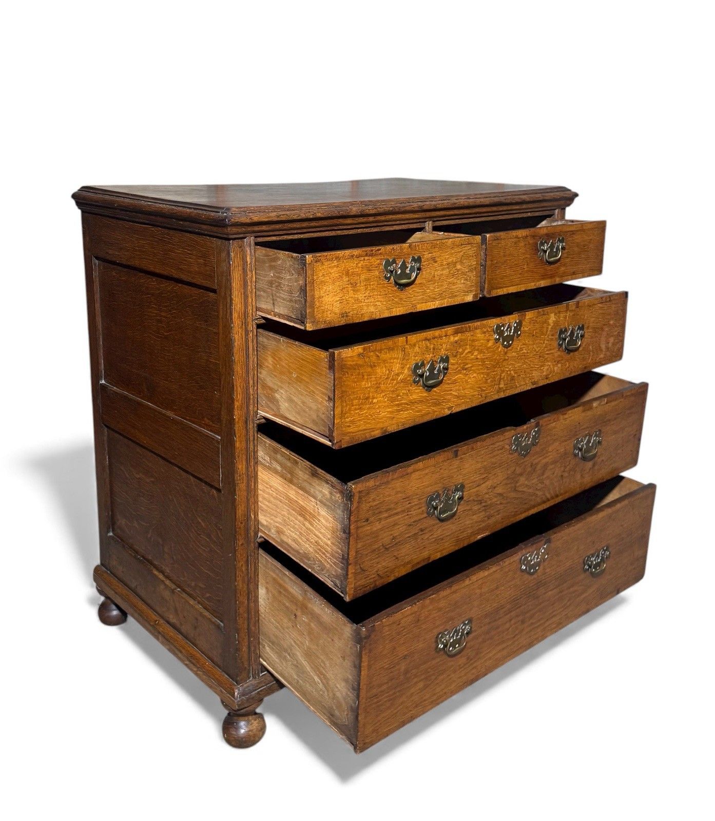 Furniture Antique William And Mary Oak Chest Of Drawers Cross Banded Provincial Chest Rare photo