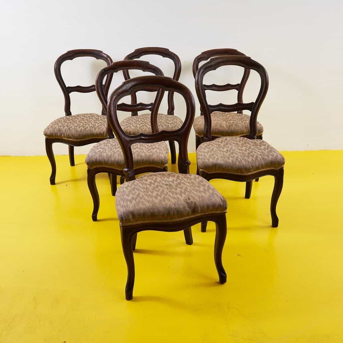 Elegant Antique Carved Wooden Chairs 6 Pieces