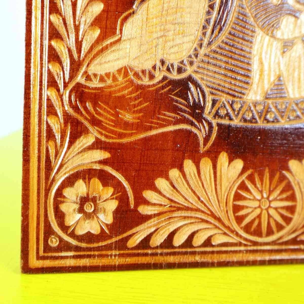 Pair Of Religious Paintings Carved In Wood, Madonna And Jesus photo 82.0