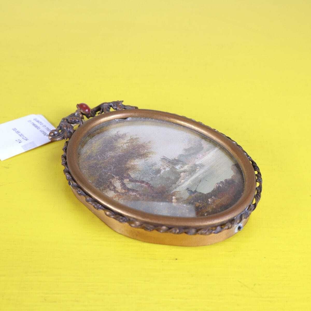 Miniature Painting With Vintage Metal Jewel Frame photo vintage
