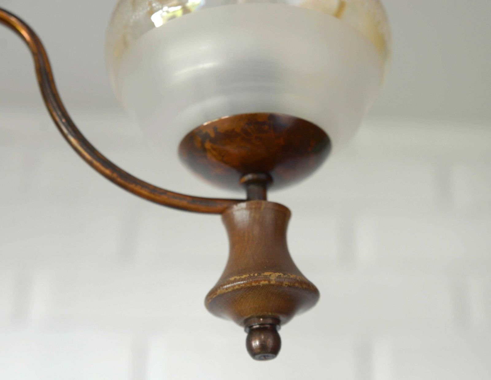 Lighting Vintage Pendant Light  / Mid Century Rustic Lamp / Wooden Hanging Lamp / Colonial Chandelier From 1970's photo