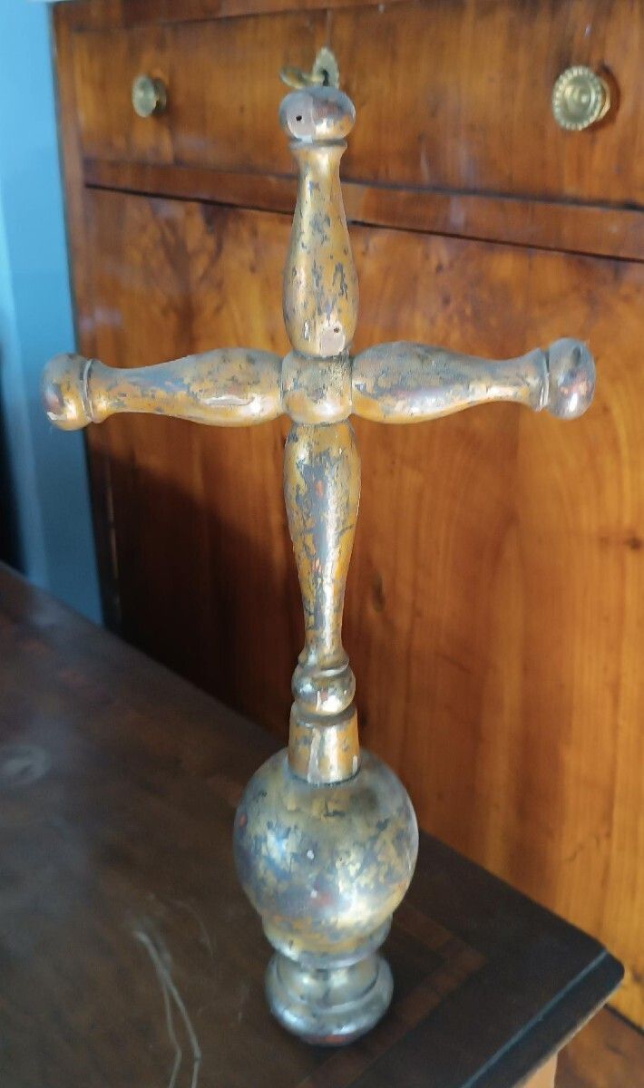 Antique Gilded Wooden Processional Cross