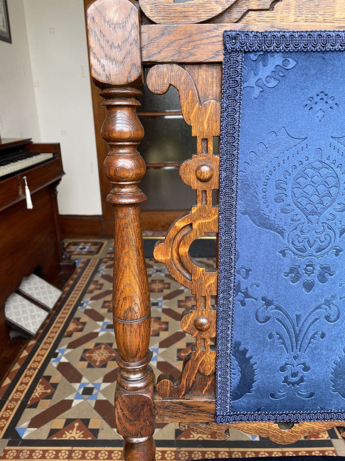 photo furniture 1922 Jacobean Style Hall Chair From Taymouth Castle, Scotland
