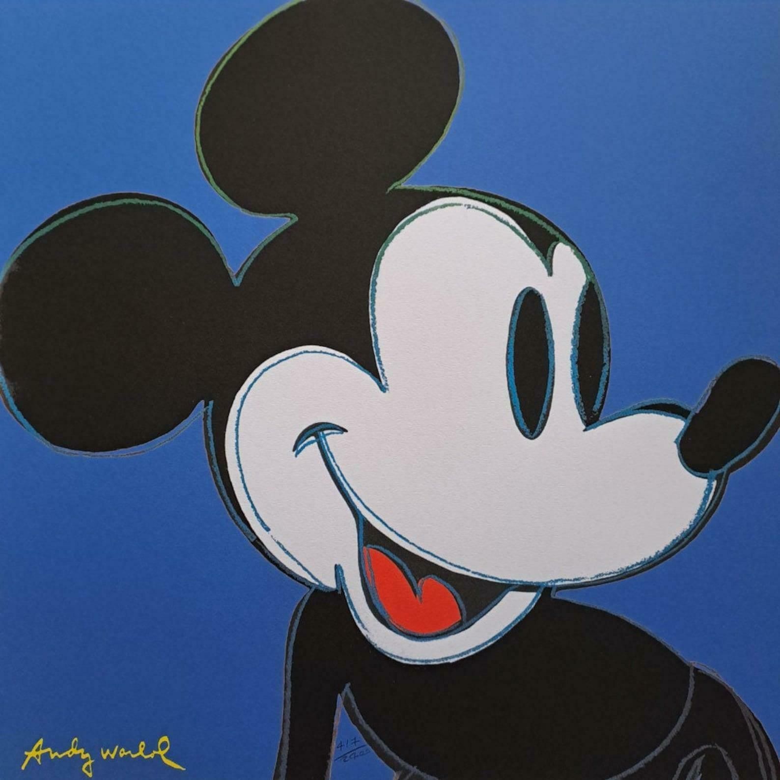 1980's Carnegie Museum Of Art Andy Warhol Mickey Mouse Lithograph Blue