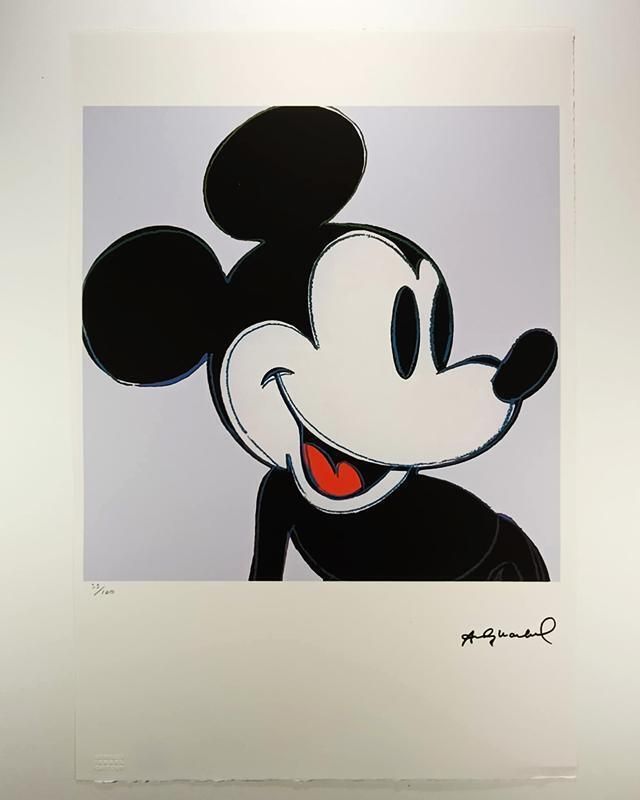1980s Andy Warhol "Mickey Mouse" Limited Series Lithograph Leo Castelli New York Numbered In Pencil.