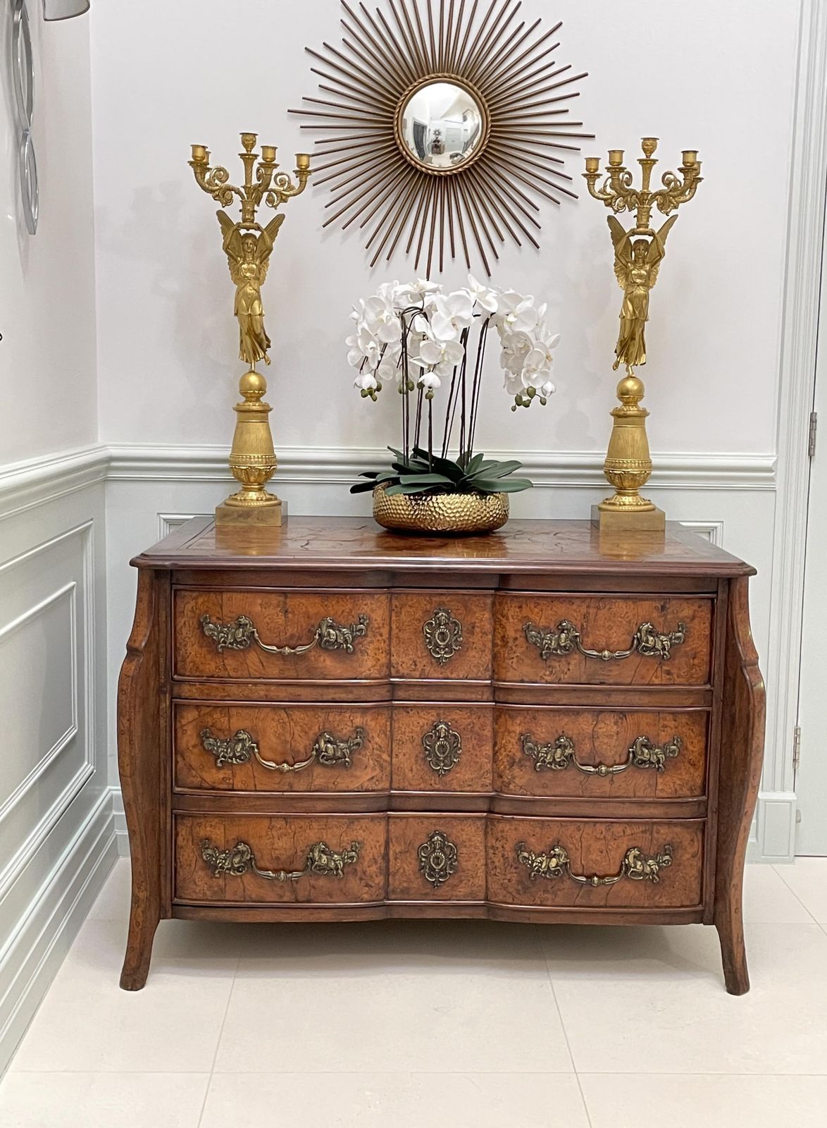 7850.0 Rare Early 18th Century Louis XV Provincial Burr Elm Mazarin Commode photo