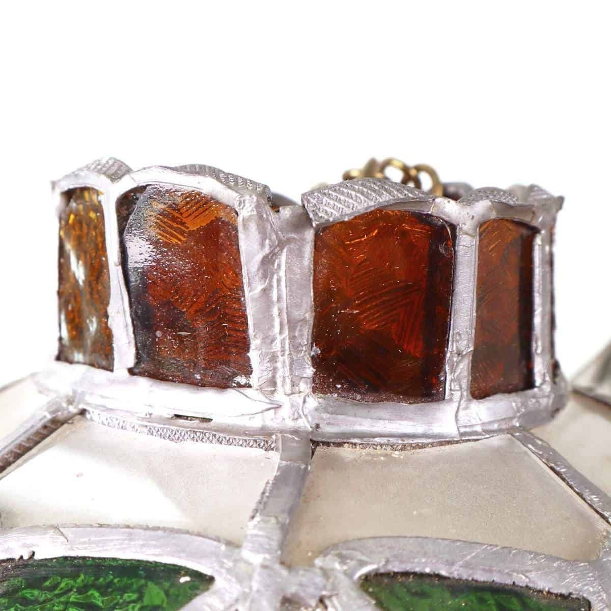 Pair Of Vintage Leaded Glass Chandeliers photo for sale