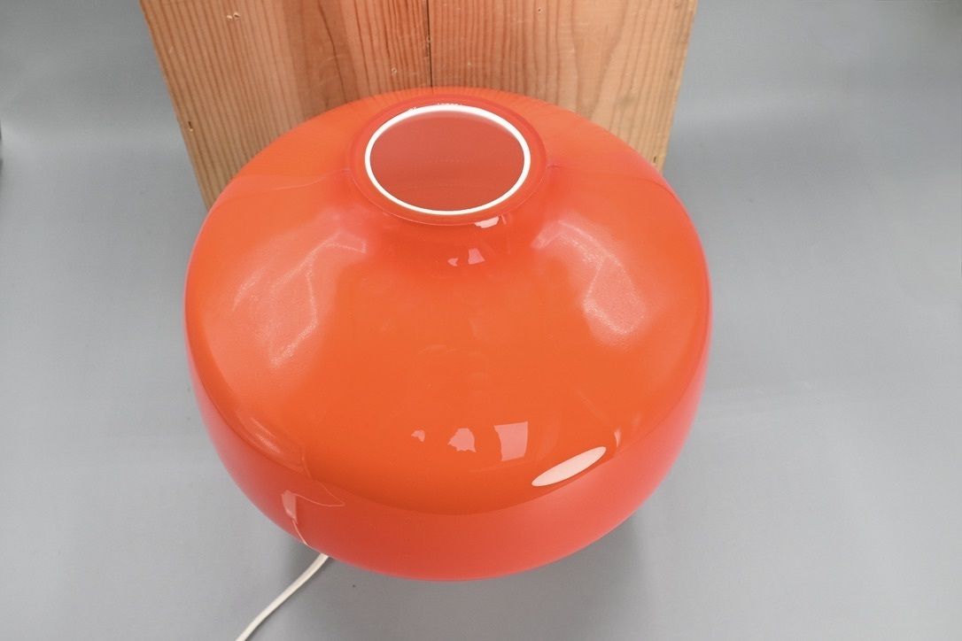 Midcentury Metal With Orange Glass Mushroom Style Wall Lamp By öjg Sweden, 1970s photo vintage
