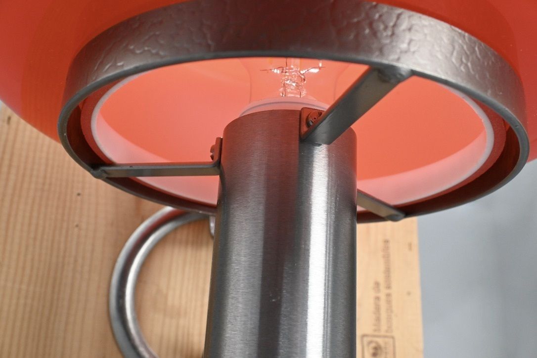 185.0 Midcentury Metal With Orange Glass Mushroom Style Wall Lamp By öjg Sweden, 1970s photo