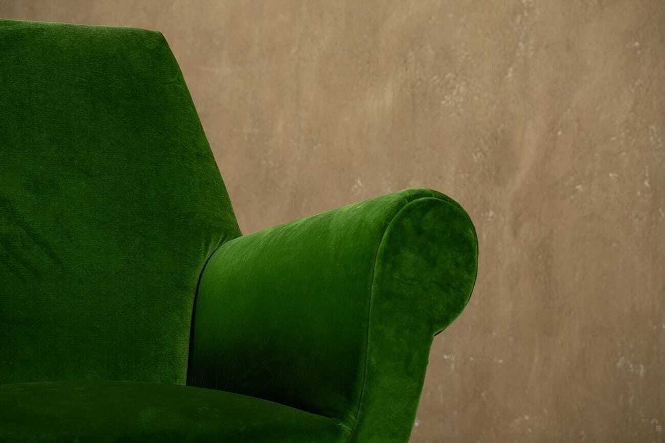 Sale ! Green Velvet Armchairs By Gigi Radice, Italy 1950’s Set Of 2 photo vintage