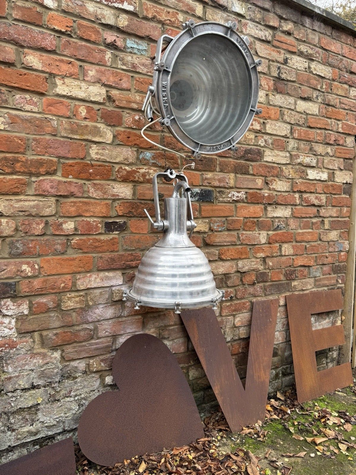 Pair Of Vintage Wiska Ship Lights – Polished Aluminium Industrial Lamps photo vintage