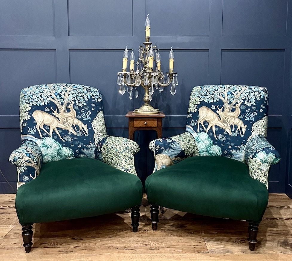 A Rare Antique French Napoleon III Salon Set Comprising Two Armchairs And Footstool
