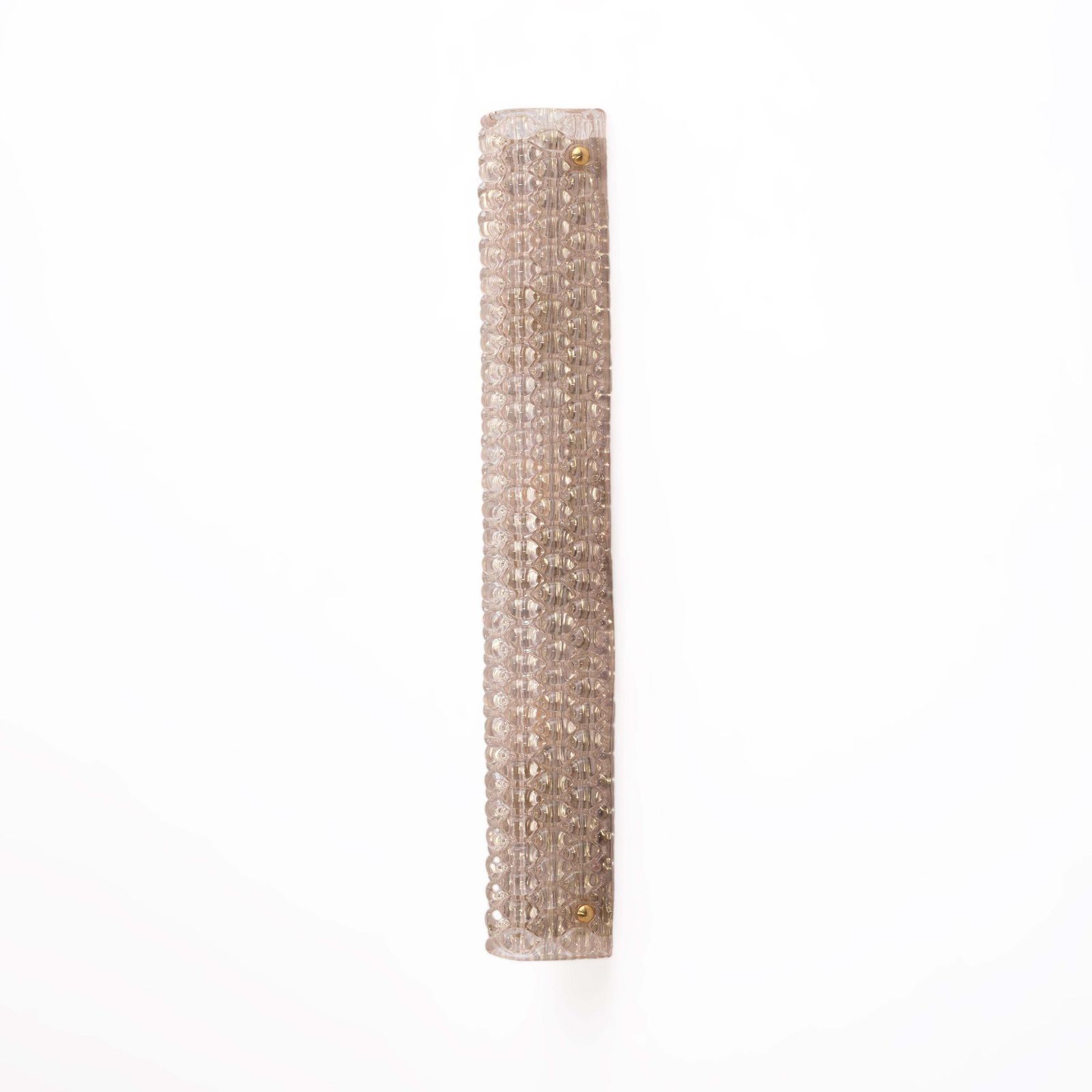 Pair Of Modern Italian Brass And Murano Glass Textured Light Pink Wall Sconces photo for sale