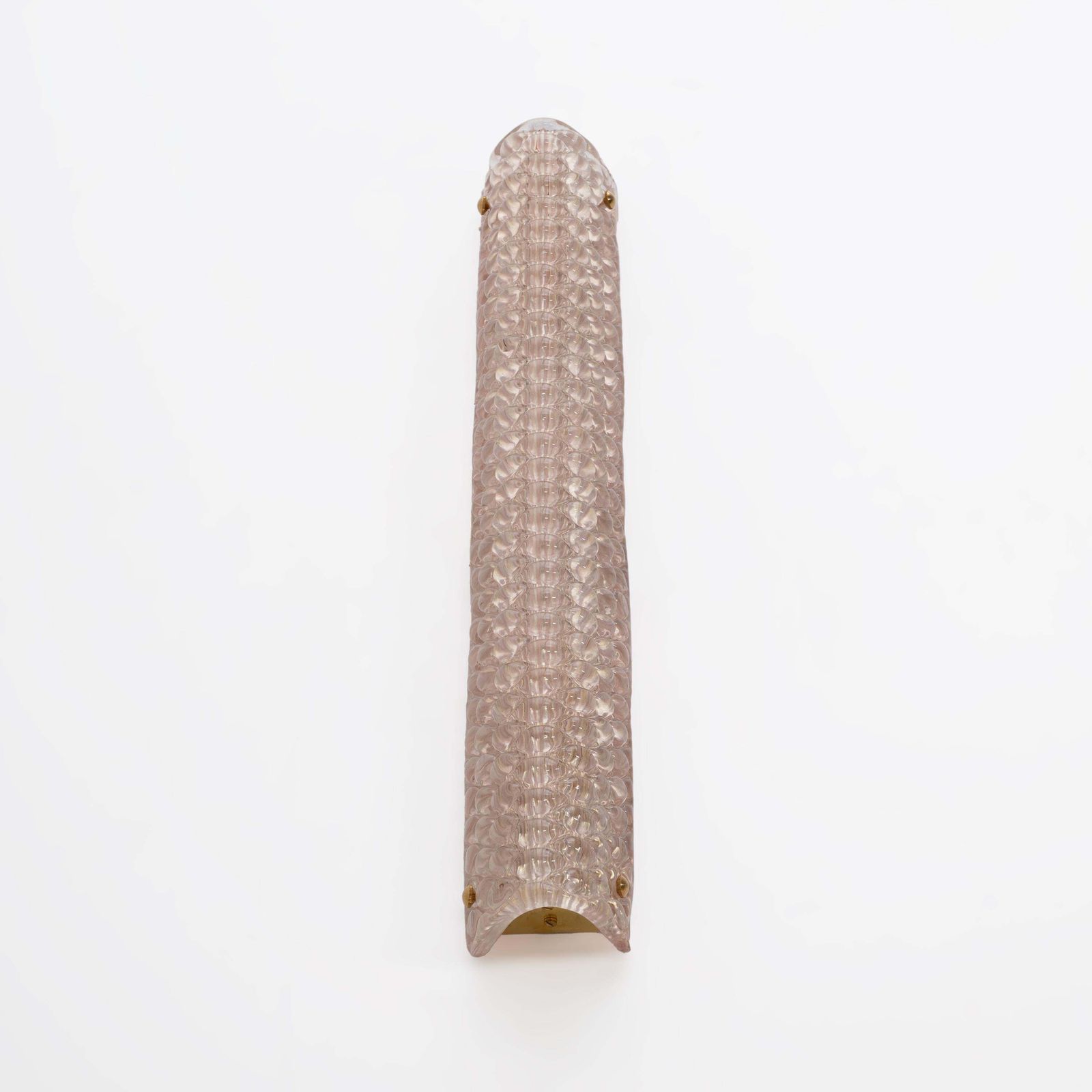 Pair Of Modern Italian Brass And Murano Glass Textured Light Pink Wall Sconces photo vinterior