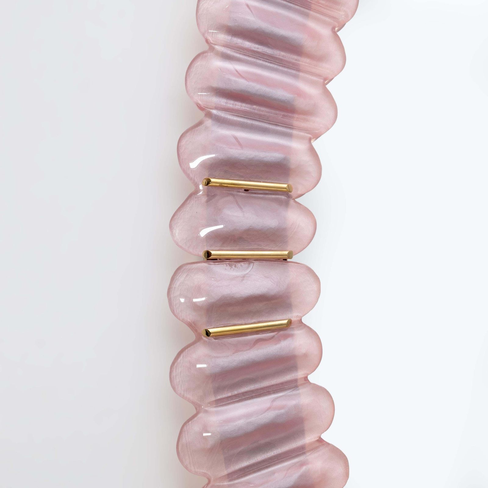 photo furniture Mid Century Modern Italian Oval Mirror In Brass And Pink Murano Blown Glass