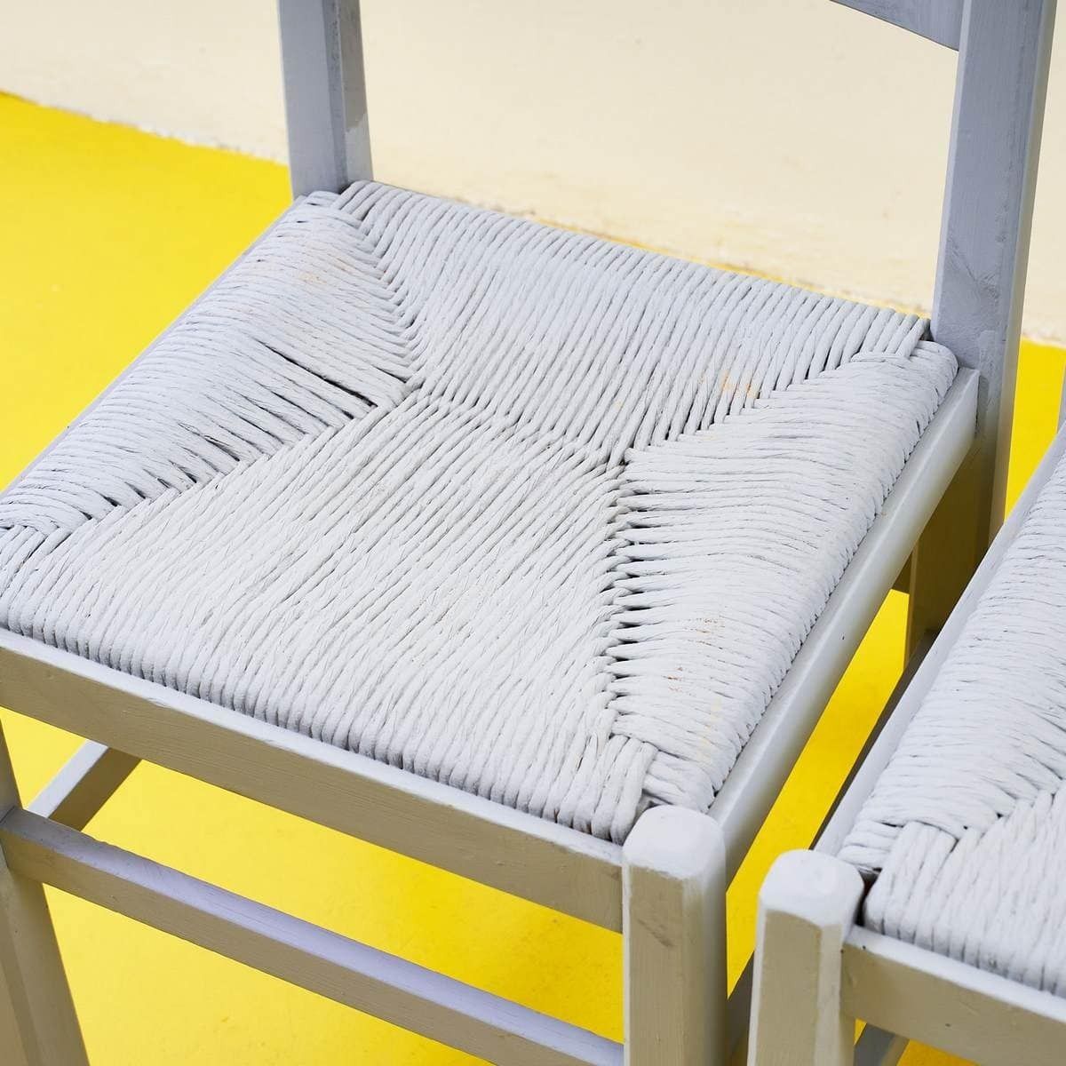 Gray Wooden And Straw Chairs, 4 Pieces photo buy