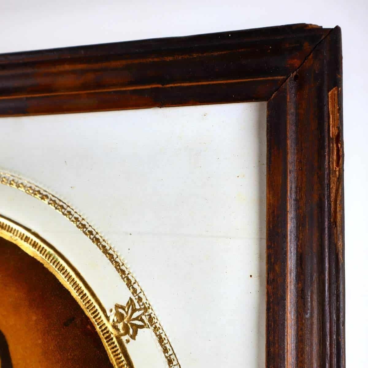 Madonna Painting, Bas Relief Print On Paper With Golden Details And Contemporary Wooden Frame photo 163.0