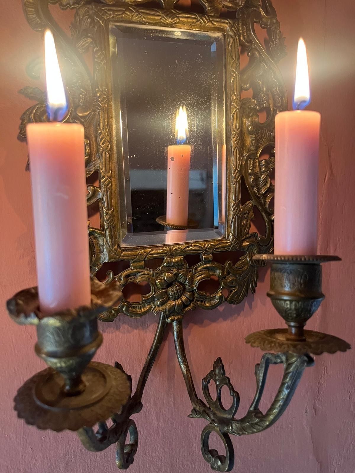 A Pair Of Antique French Mirrored Wall Sconces (Early 19th Century) photo 550.0