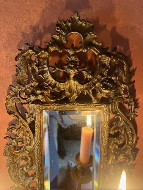 A Pair Of Antique French Mirrored Wall Sconces (Early 19th Century) photo vinterior
