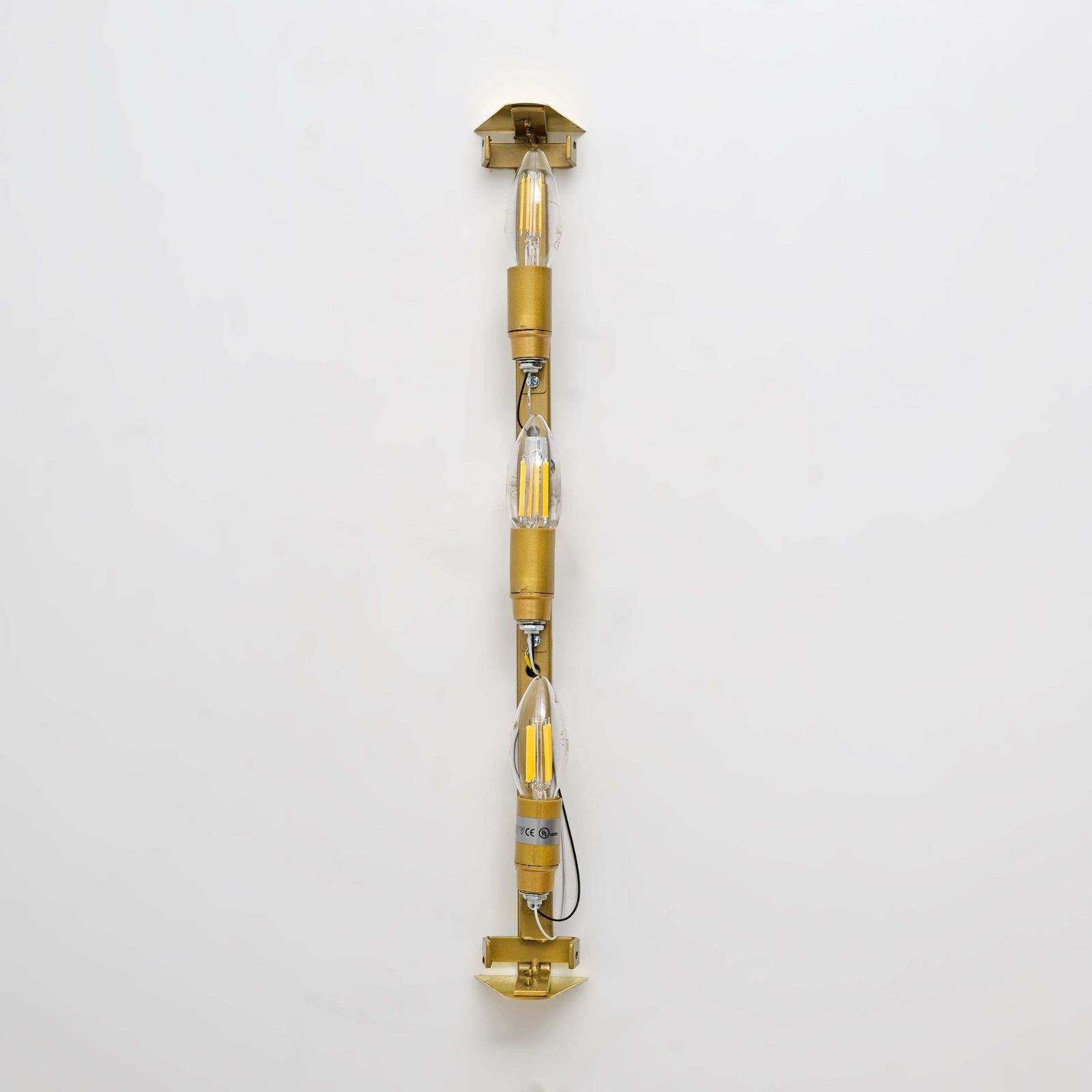 Pair Of Modern Italian Brass And Murano Glass Textured Light Green Wall Sconces photo vintage