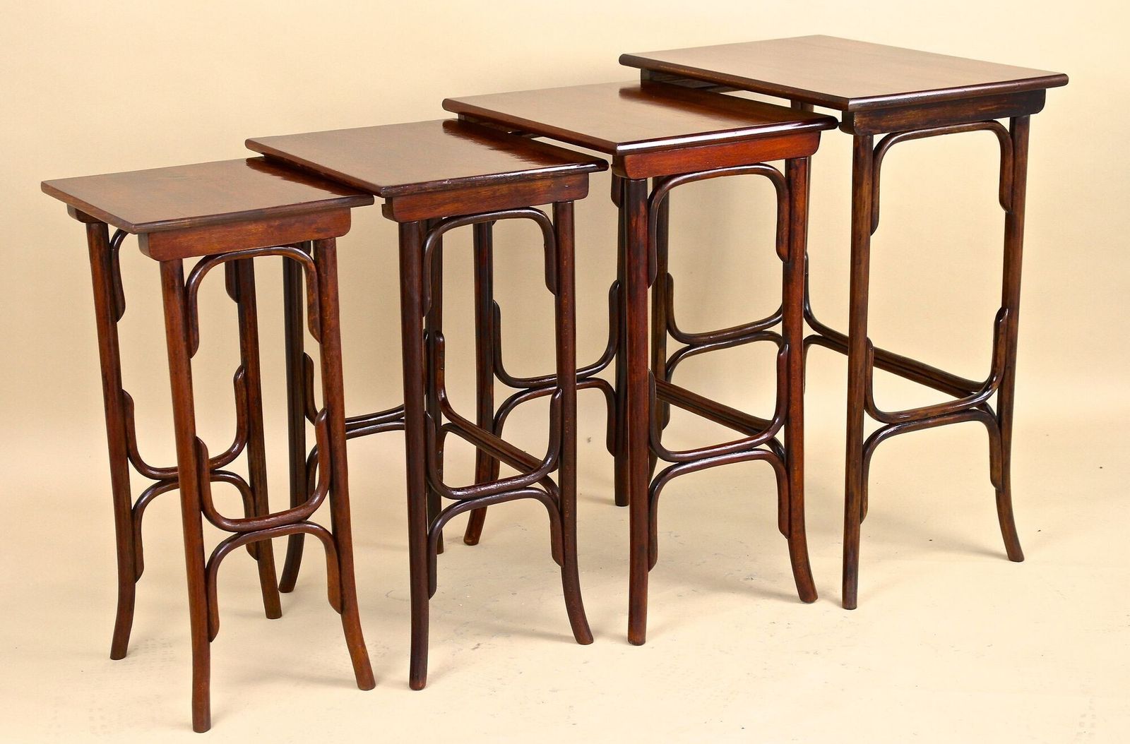 20th Century Art Nouveau Bentwood Nesting Tables By Thonet, Austria Circa 1905 photo vinterior