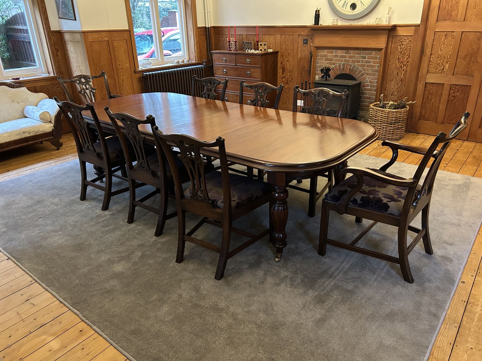 A Large Regency Reproduction Table In Excellent Condition With 8 Matching Chairs photo for sale
