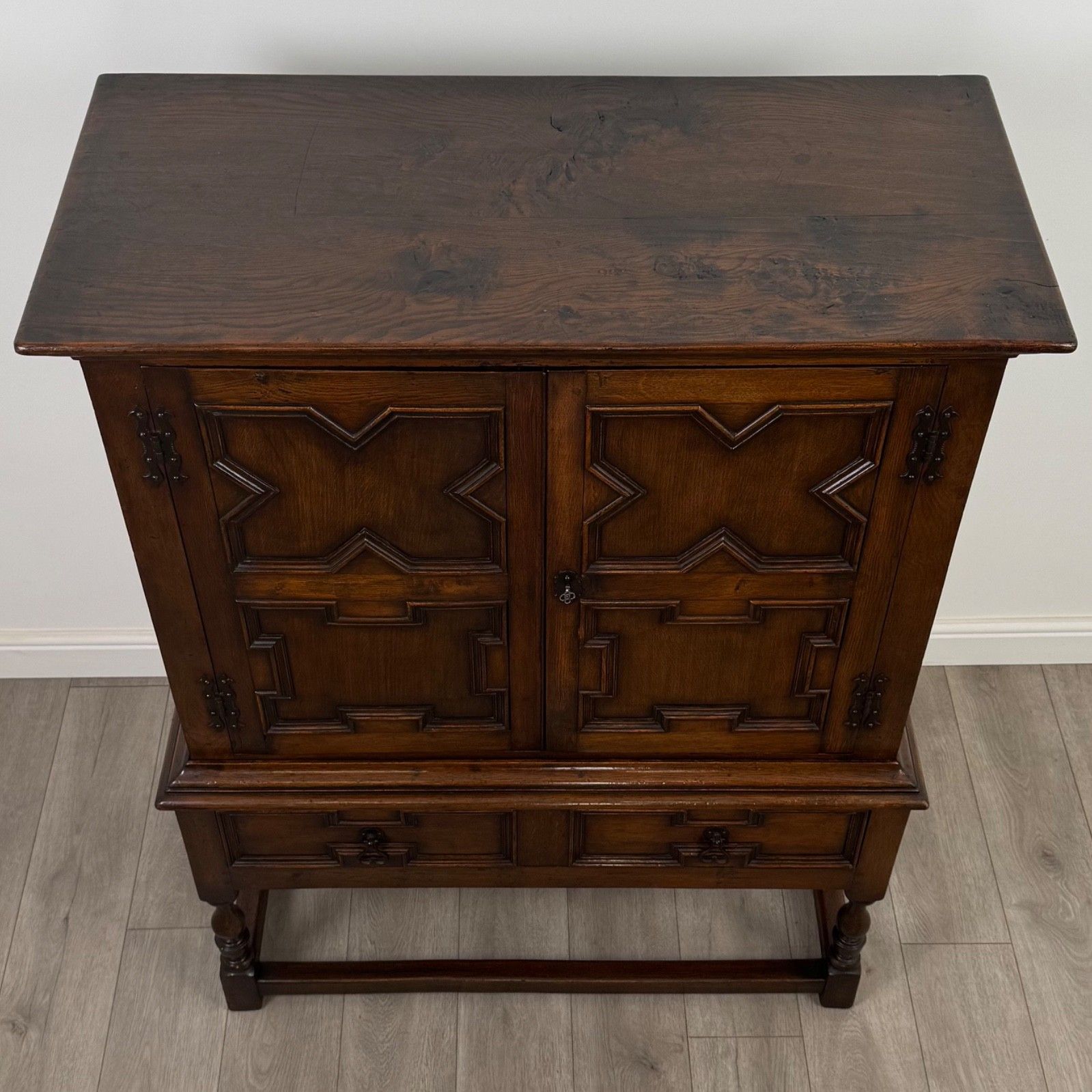 photo for sale Antique 19th Century Jacobean Style Cupboard In Oak