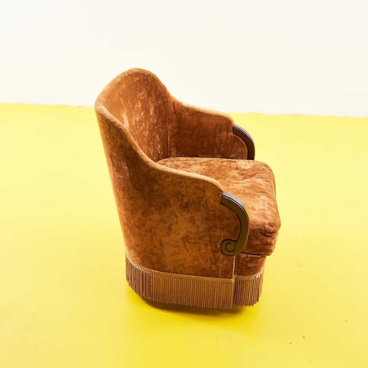 Vintage Armchair With Fringes, 1940s photo for sale