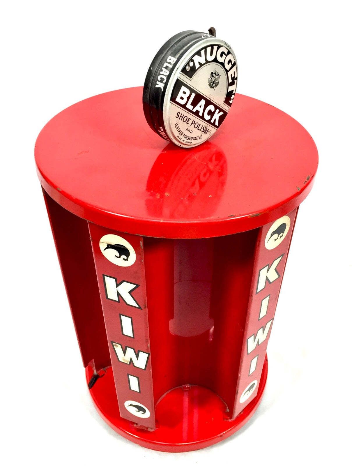 photo furniture Antique Advertising Mid Century Kiwi Shoe Polish Shop Display Counter Dispenser