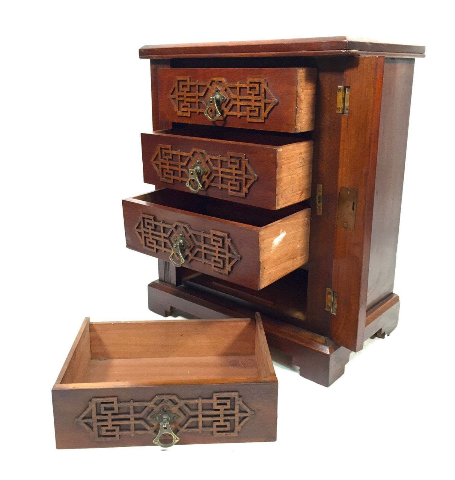 Antique Edwardian Wooden Tabletop Desk Filing Chest Of Drawers Cabinet Box C1910 photo 345.0