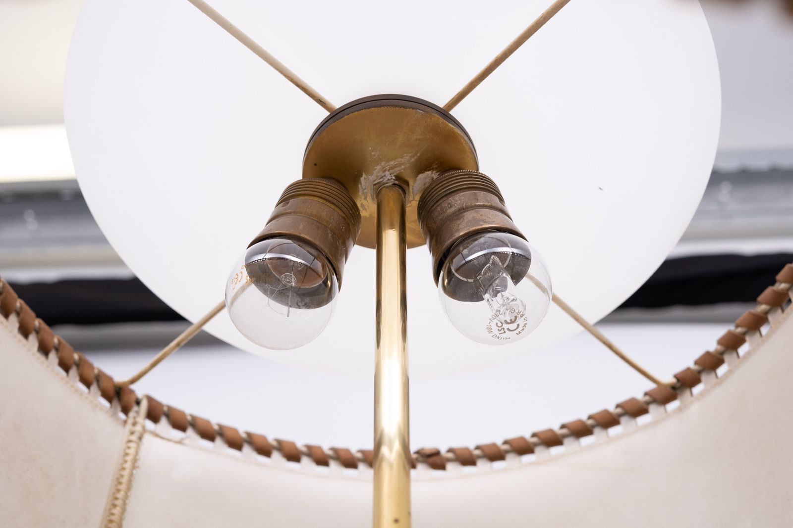 photo furniture Floor Lamp Charlotte Wawer Parchment Shade Brass Details 1950s Germany