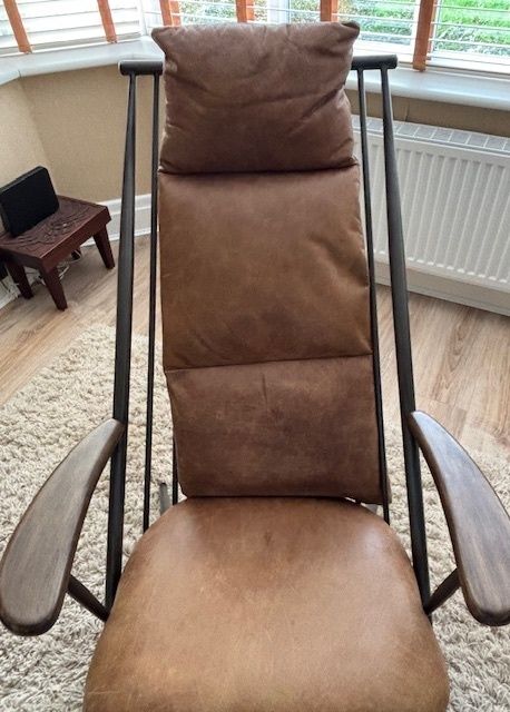 Mid Century Inspired Metal And Leather Studio Chair photo furniture