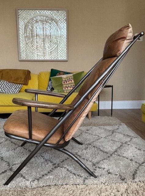 Mid Century Inspired Metal And Leather Studio Chair photo Furniture