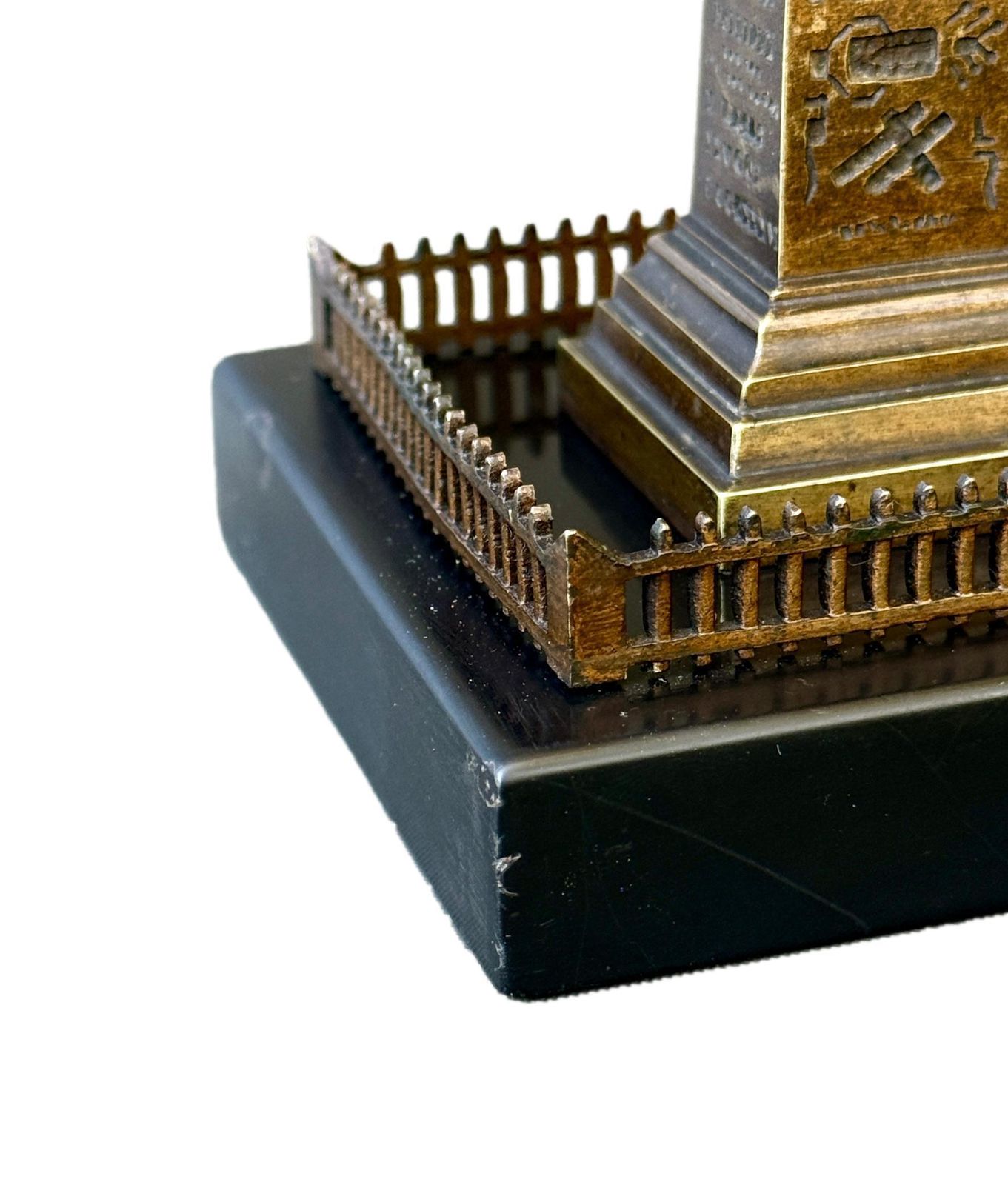 Antique 19th Century Bronze Louxor Obelisk, Souvenir Of Paris, Egyptian Revival Decor photo 597.0