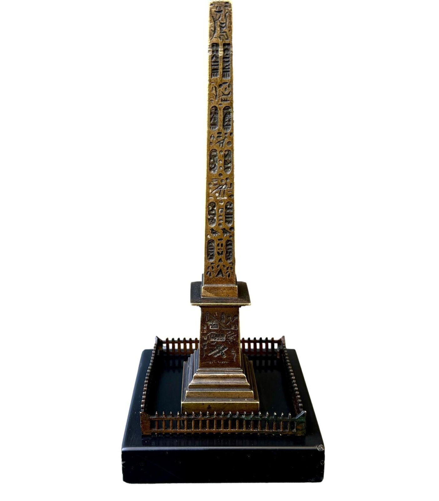 Antique 19th Century Bronze Louxor Obelisk, Souvenir Of Paris, Egyptian Revival Decor photo vinterior