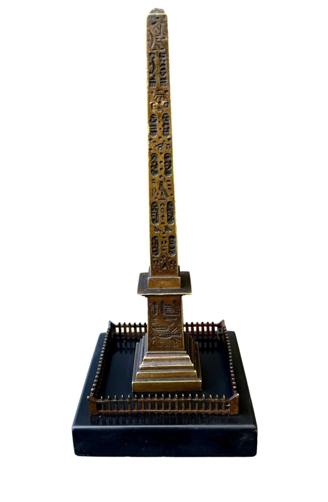 photo for sale Antique 19th Century Bronze Louxor Obelisk, Souvenir Of Paris, Egyptian Revival Decor