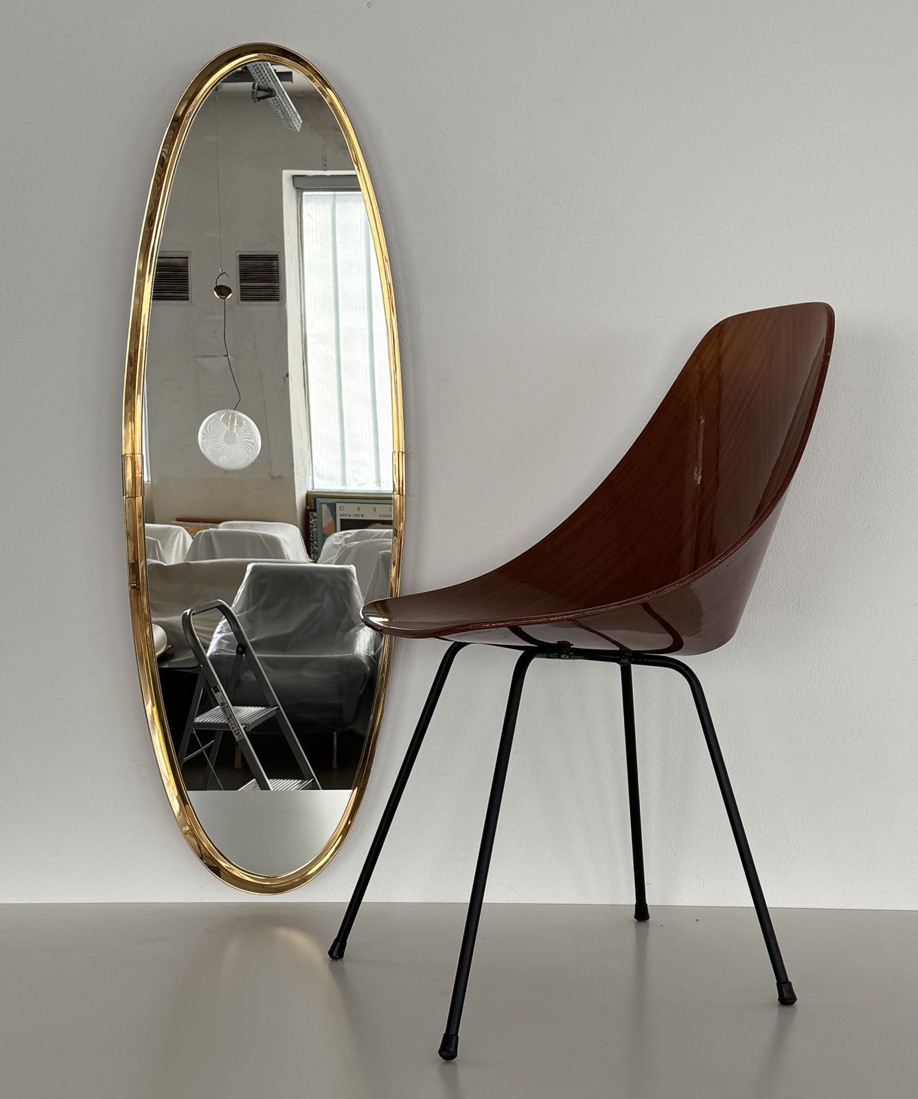 Large Wall Mirror In Brass By Vereinigte Werkstätten München, 1970s