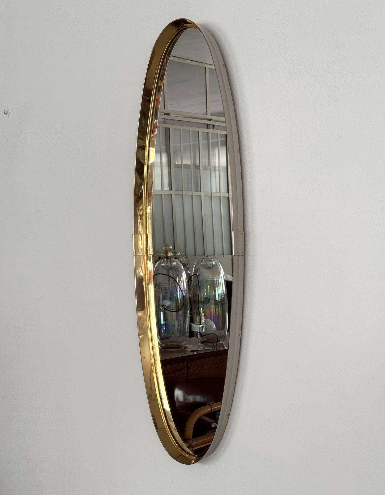 Large Wall Mirror In Brass By Vereinigte Werkstätten München, 1970s photo 1300.0
