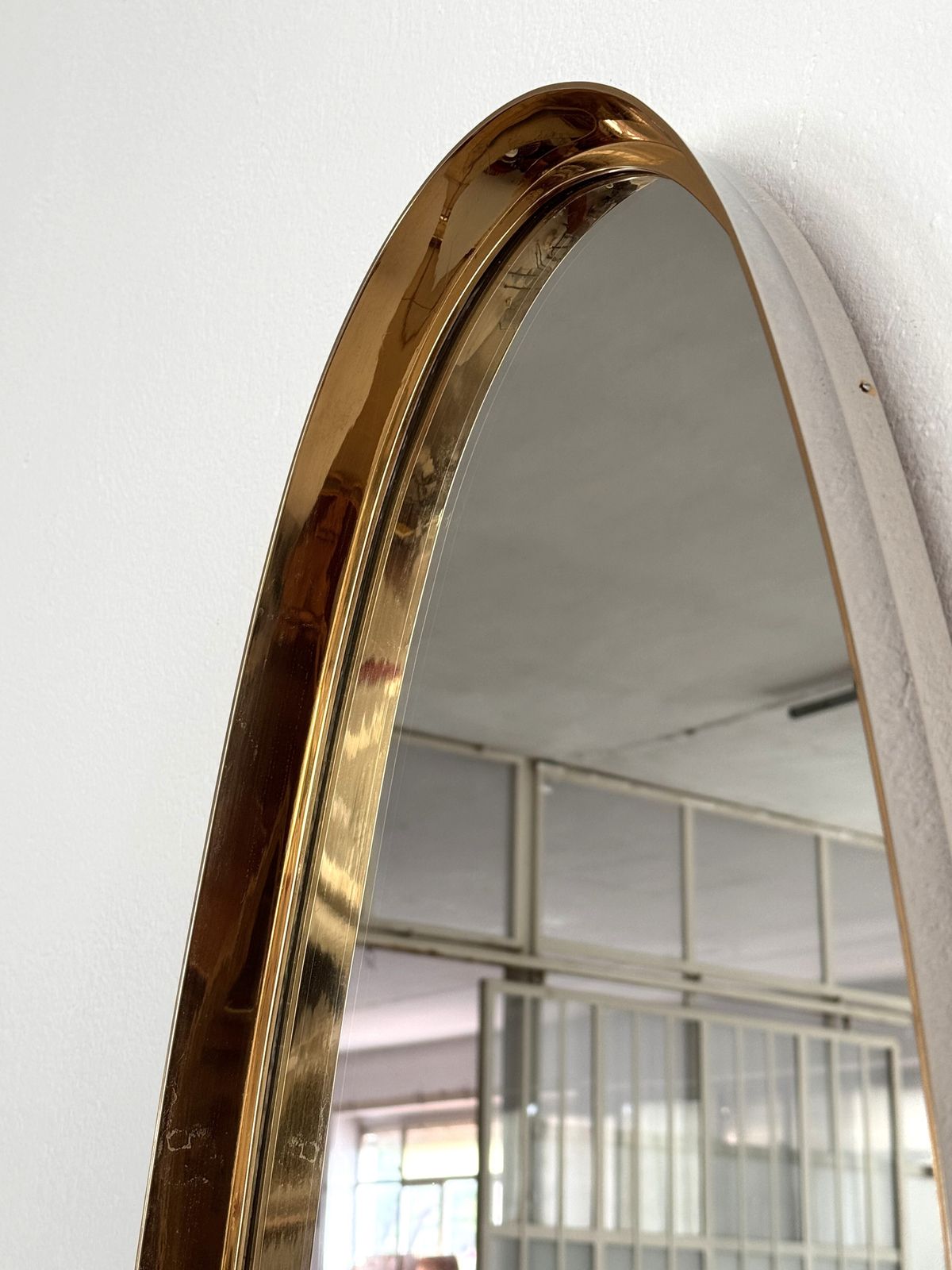 Large Wall Mirror In Brass By Vereinigte Werkstätten München, 1970s photo vintage