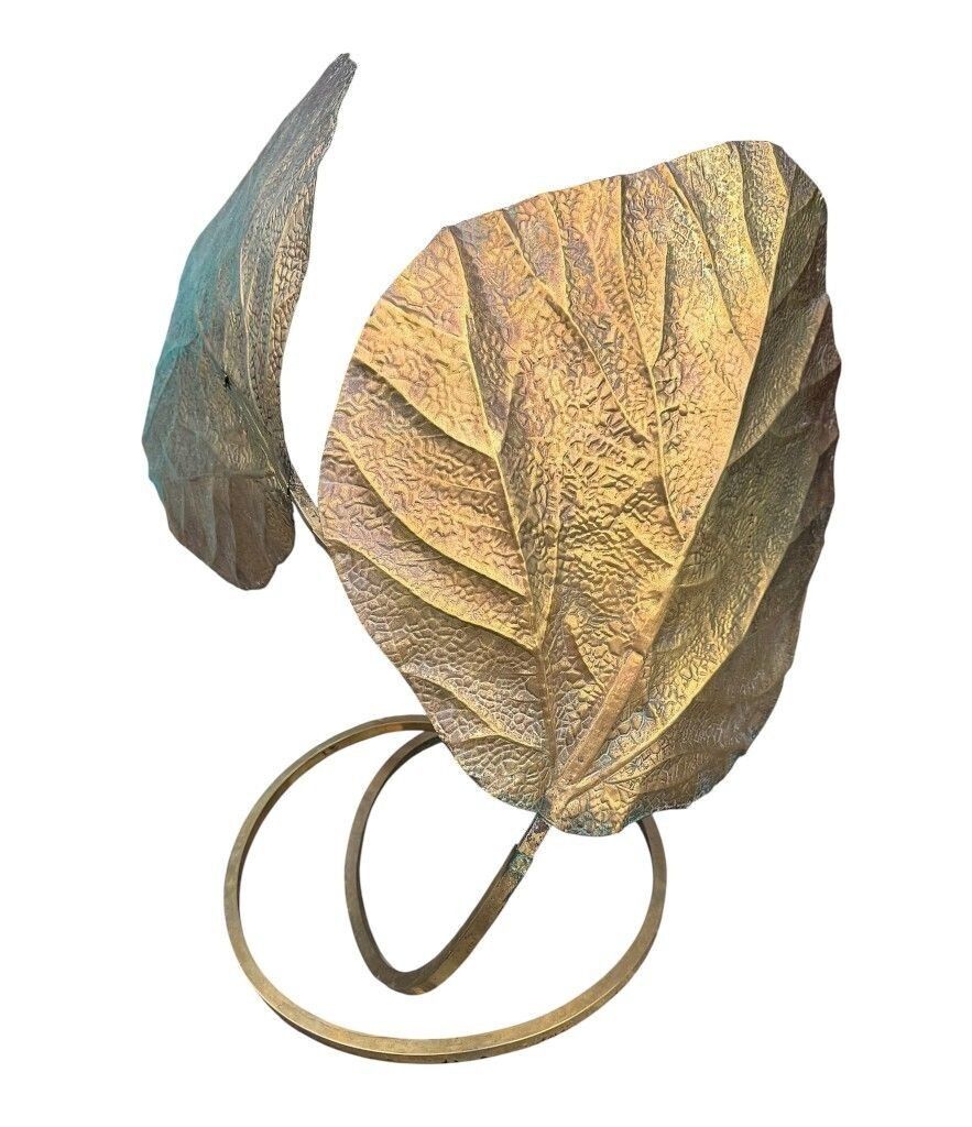 A Large Italian 1970s Double Brass "Rhubarb Leaf" Table Lamp By Tommaso Barbi photo 4750.0
