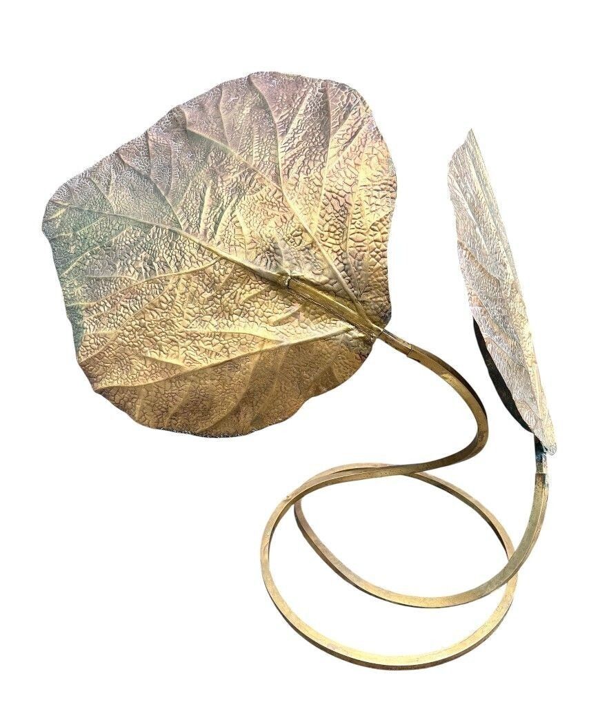 Lighting A Large Italian 1970s Double Brass "Rhubarb Leaf" Table Lamp By Tommaso Barbi photo
