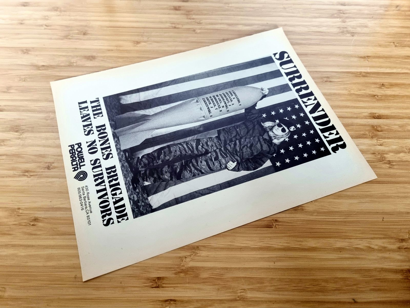 Skate Shop Art, Powell Peralta Bones Brigade 1980s Ad, Surrender Poster photo furniture