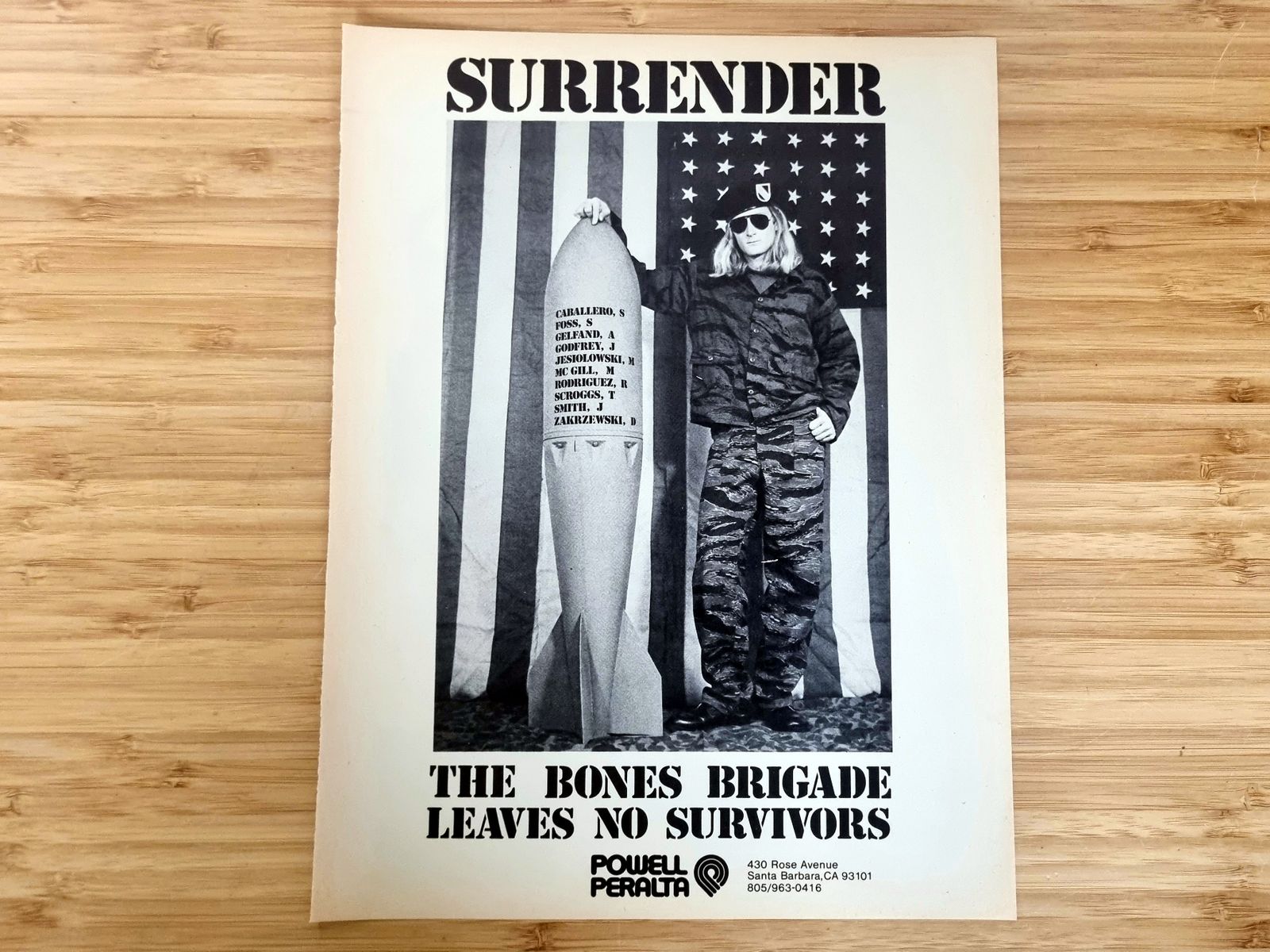 Skate Shop Art, Powell Peralta Bones Brigade 1980s Ad, Surrender Poster